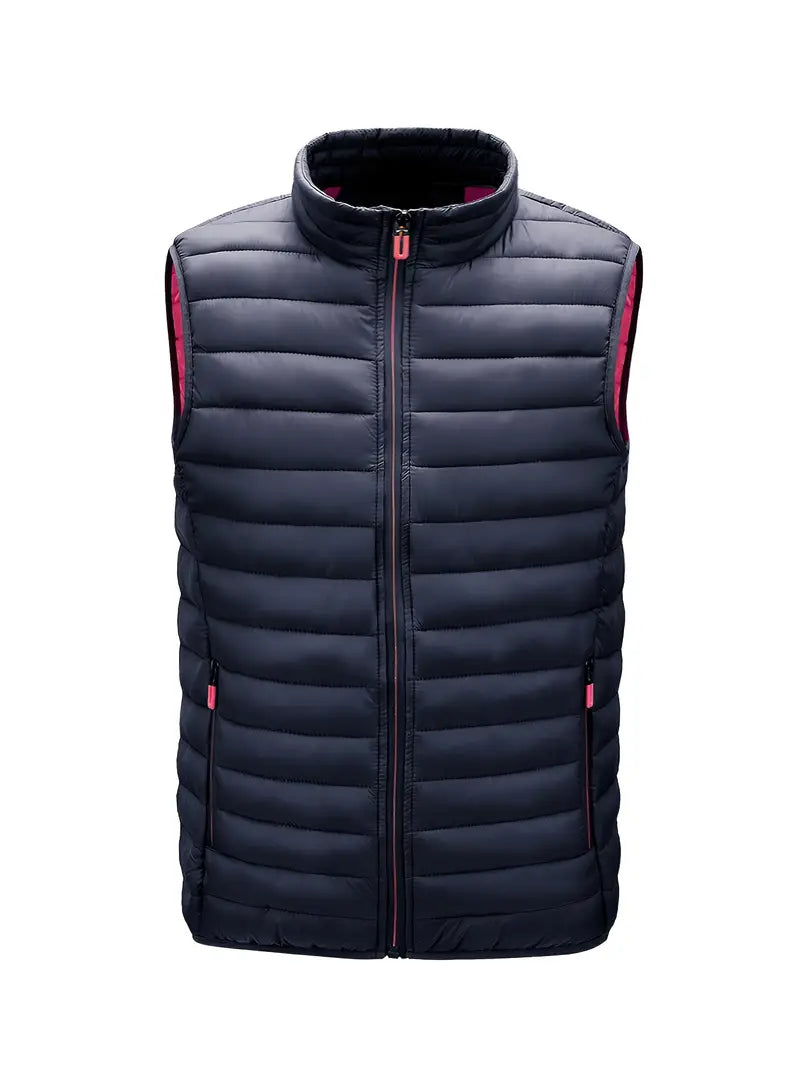 Miles | Men's Lightweight Quilted Bodywarmer Vest - Stand Collar Zip-Up Gilet & Puffer Vest Marineblue