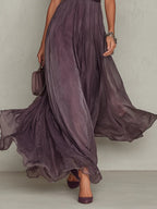 Chiffon Maxi Dress for Women – Ruffle Neckline & Keyhole