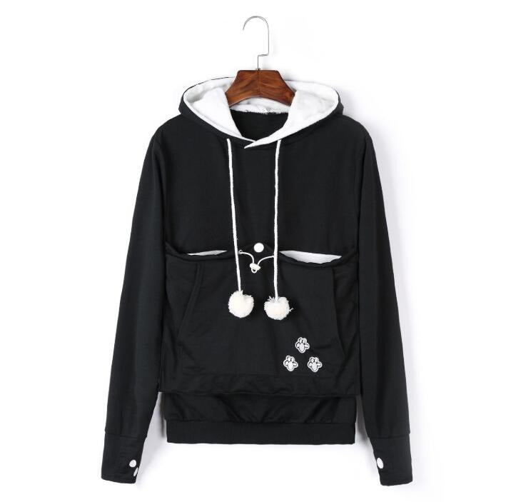 Roque | Comfortable Hoodie with Cat Pouch Black
