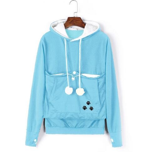 Roque | Comfortable Hoodie with Cat Pouch Blue