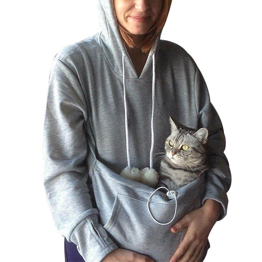 Roque | Comfortable Hoodie with Cat Pouch Grey