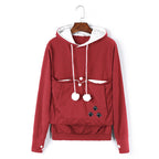 Roque | Comfortable Hoodie with Cat Pouch Red