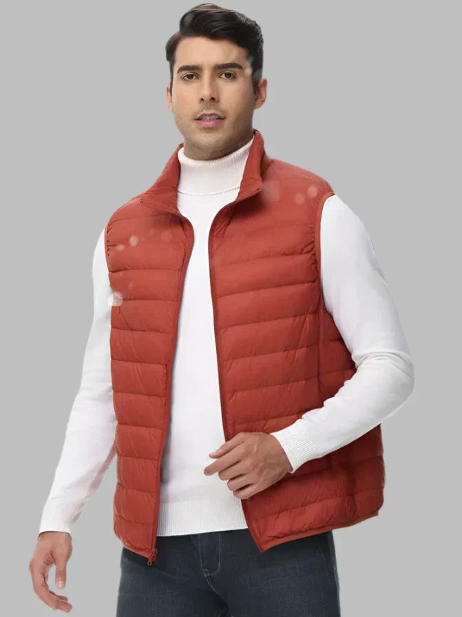 Grayson | Men's Lightweight Quilted Vest - Insulated Zip-Up Bodywarmer & Puffer Gilet Orange