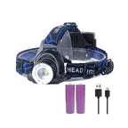 Powerful Waterproof LED Headlamp with Zoom & Rechargeable Battery for Outdoor Activities