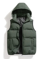 Isaac | Men's Lightweight Hooded Body Warmer Vest - Black Quilted Winter Gilet with Hood Green