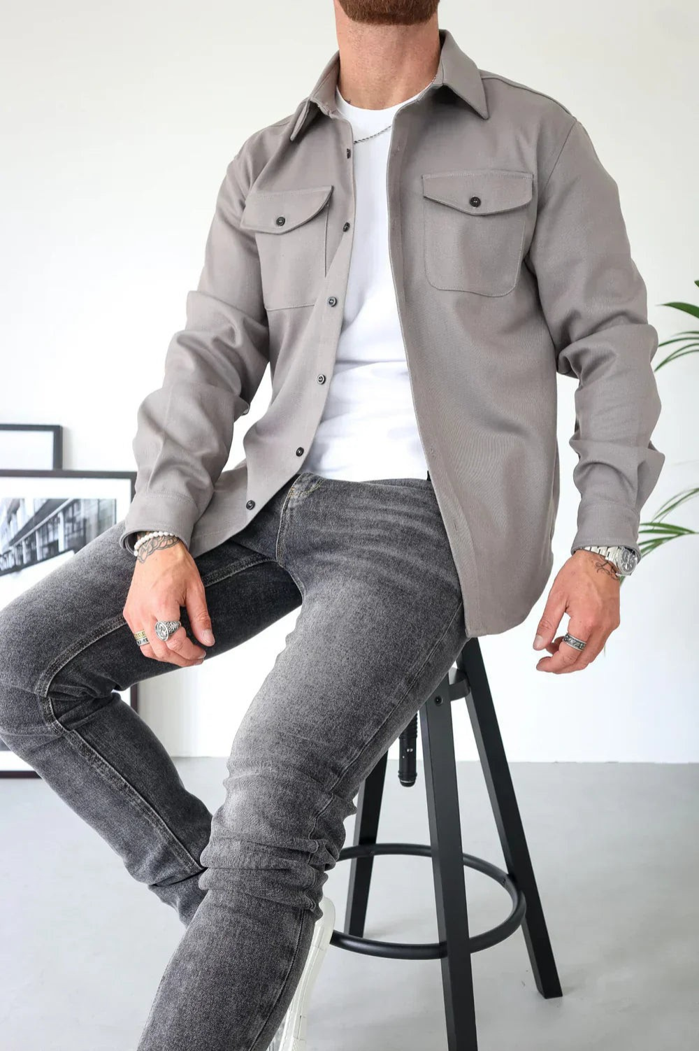 Ranches | Men's Casual Overshirt - Stylish Long Sleeve Shacket & Button-Down Jacket