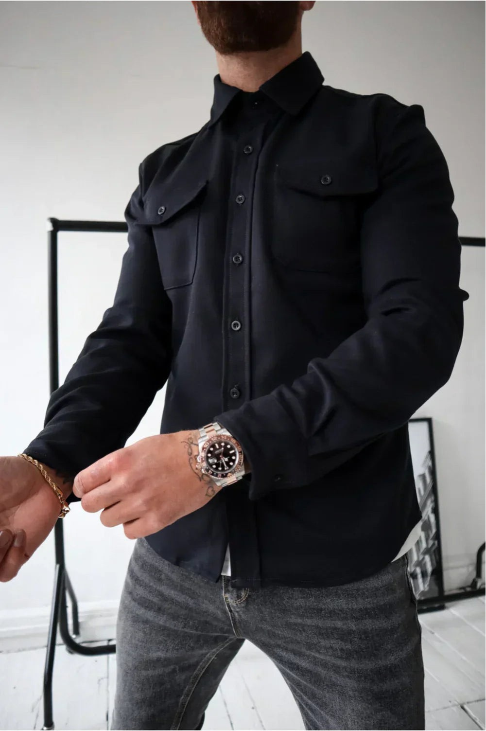 Ranches | Men's Casual Overshirt - Stylish Long Sleeve Shacket & Button-Down Jacket