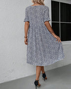 Damaris | Midi Dress with Floral Print, Round Neck and Short Sleeves for Women | Ideal for Day and Evening