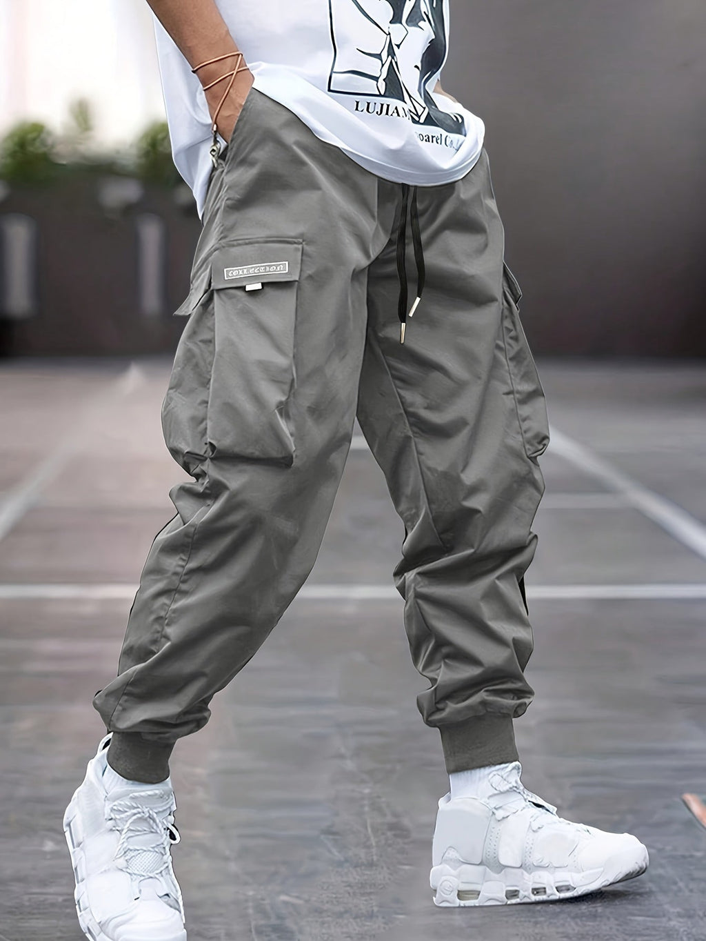 Calico | Men’s Cuffed Ankle Cargo Jogger Pants Gray