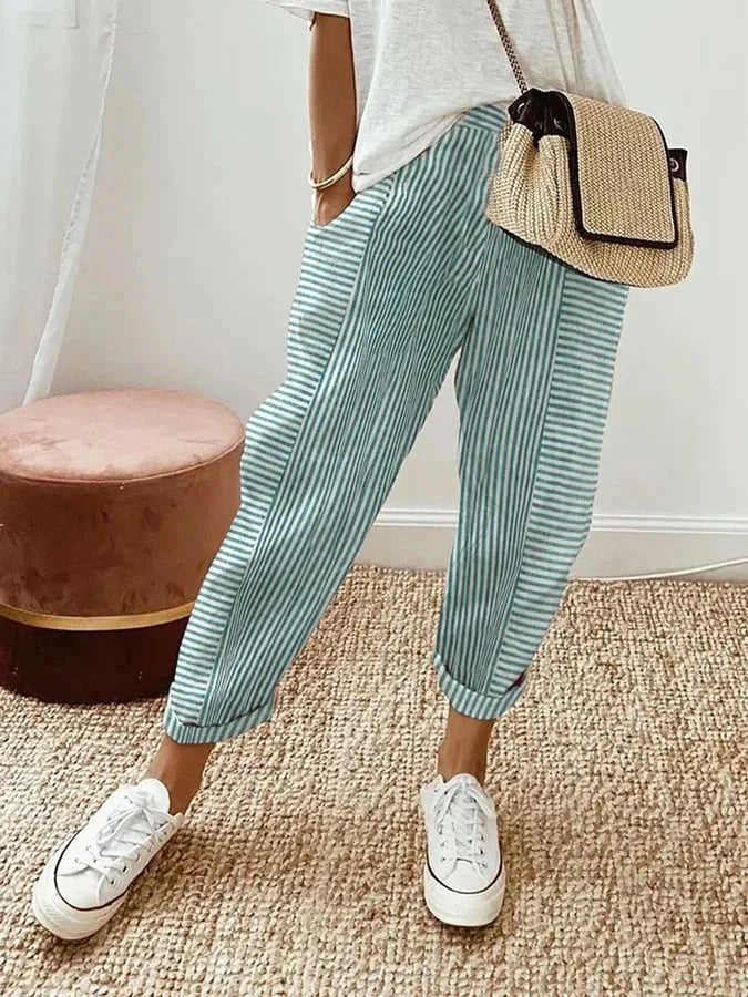 Sephira | Women’s Coastal Tapered Lounge Pants Green White