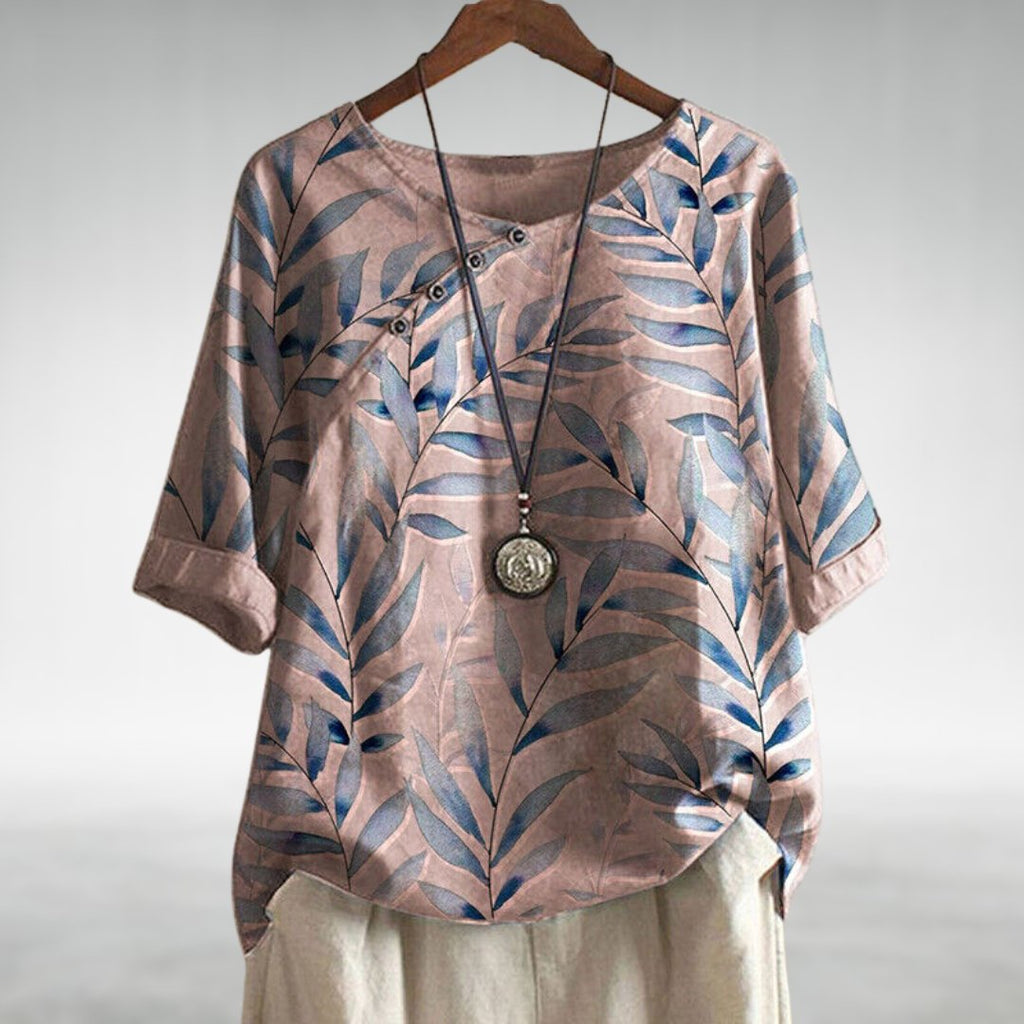 Flōre | Woman’s Blouse | Printed Asymmetric Button Pink