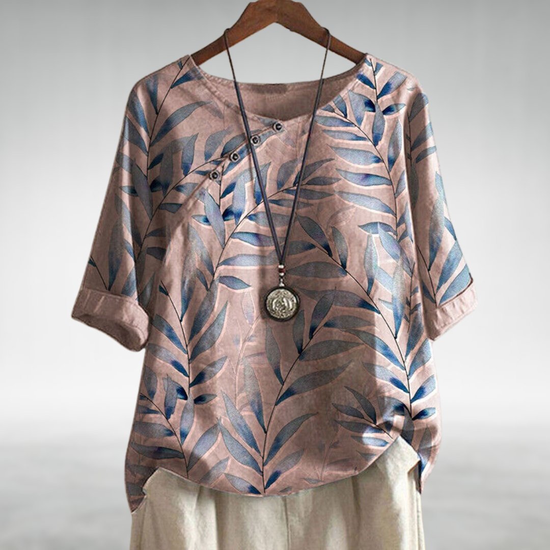 Flōre | Woman’s Blouse | Printed Asymmetric Button Pink