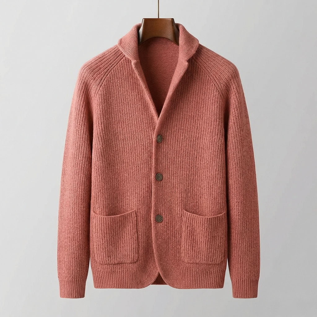 Zipari | Men's Ribbed Cardigan - Full-Zip Knitted Sweater & Stand Collar Warm Jumper