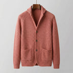 Zipari | Men's Ribbed Cardigan - Full-Zip Knitted Sweater & Stand Collar Warm Jumper