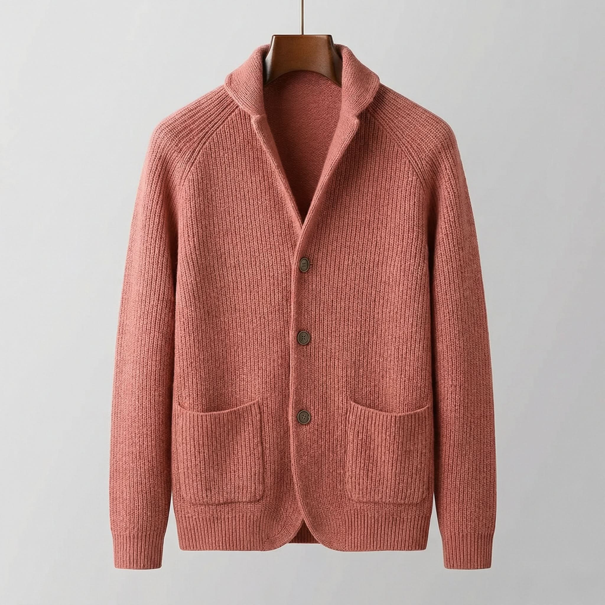 Zipari | Men's Ribbed Cardigan - Full-Zip Knitted Sweater & Stand Collar Warm Jumper