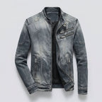 Calico | Men's Retro Denim Jacket - Vintage Washed Trucker Jean Jacket with Flap Pockets