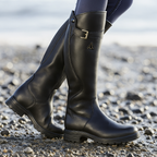 Roque | Knee-High Boots for Women | Buckle Strap Lug Sole Black