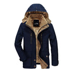 Ranches | Men's Winter Coat with Zip-Up Hood - Warm Fleece Lined Puffer & Casual Parka Blue