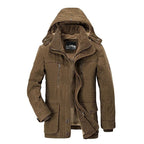 Ranches | Men's Winter Coat with Zip-Up Hood - Warm Fleece Lined Puffer & Casual Parka Brown