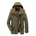 Ranches | Men's Winter Coat with Zip-Up Hood - Warm Fleece Lined Puffer & Casual Parka Green