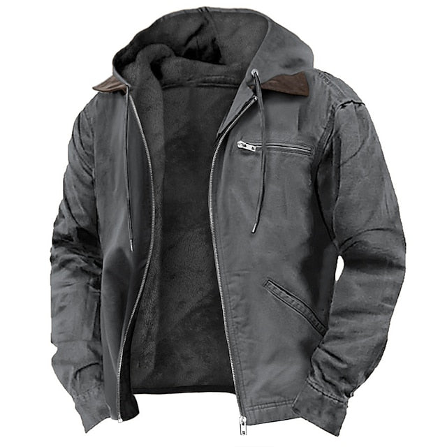 Calico | Men's Full-Zip Jacket with Pockets - Casual Lightweight Windbreaker & Bomber Gray