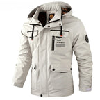 Wilshire | Men's Hooded Winter Jacket - Warm Multi-Pocket Cargo Parka & Windproof Coat White