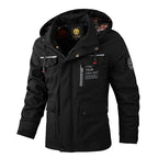 Wilshire | Men's Hooded Winter Jacket - Warm Multi-Pocket Cargo Parka & Windproof Coat Black