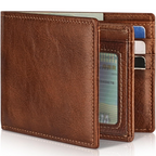 Mane | Men's Bifold Genuine Leather RFID Blocking Wallet Brown