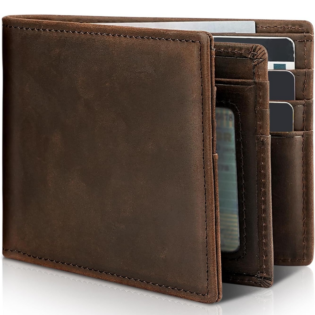 Mane | Men's Bifold Genuine Leather RFID Blocking Wallet Dark Coffee Brown