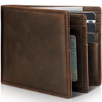 Mane | Men's Bifold Genuine Leather RFID Blocking Wallet Dark Coffee Brown