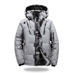 Hommes | Men's Waterproof Winter Jacket with Hood - Warm Outerwear Coat Grey