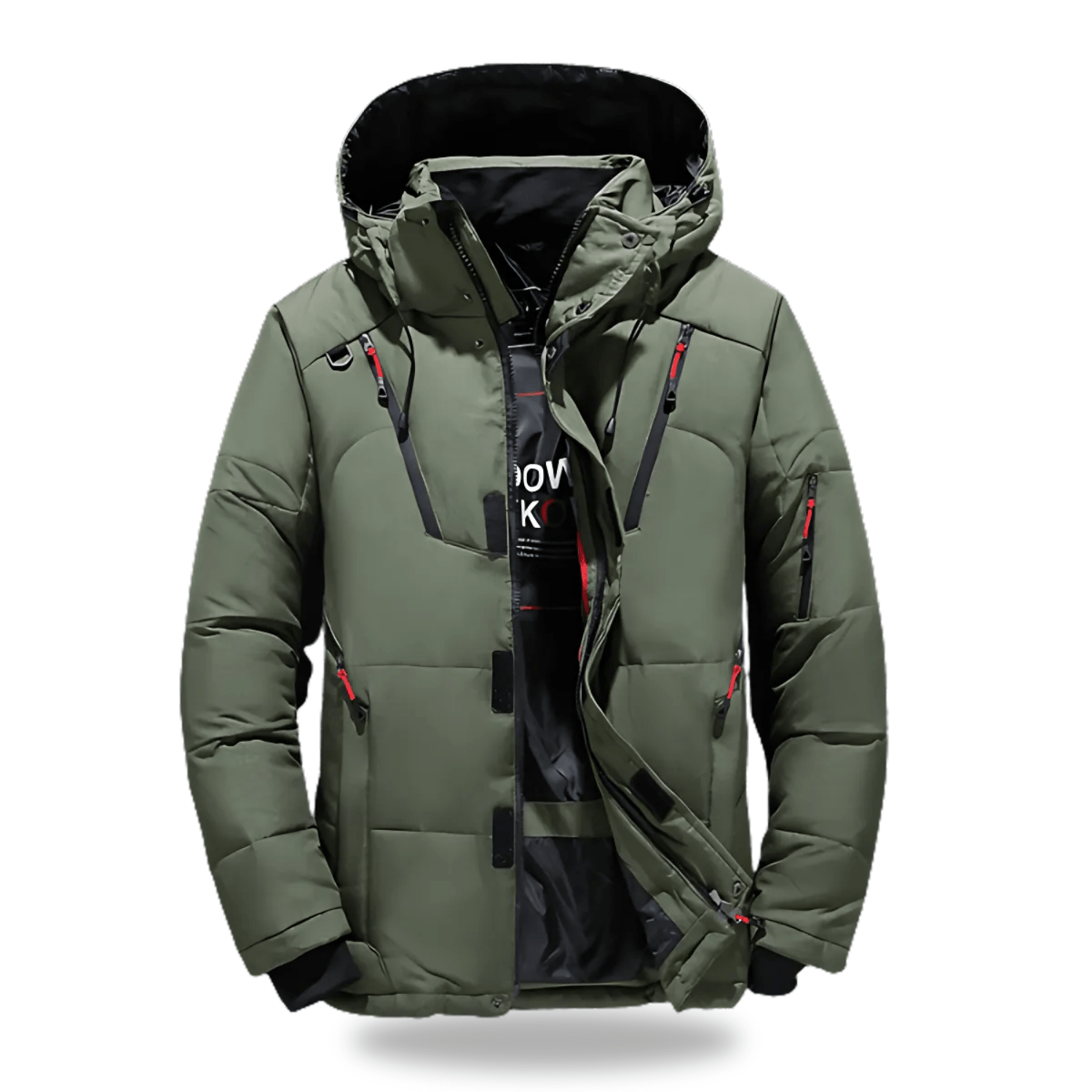 Hommes | Men's Waterproof Winter Jacket with Hood - Warm Outerwear Coat Green
