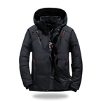 Hommes | Men's Waterproof Winter Jacket with Hood - Warm Outerwear Coat Black