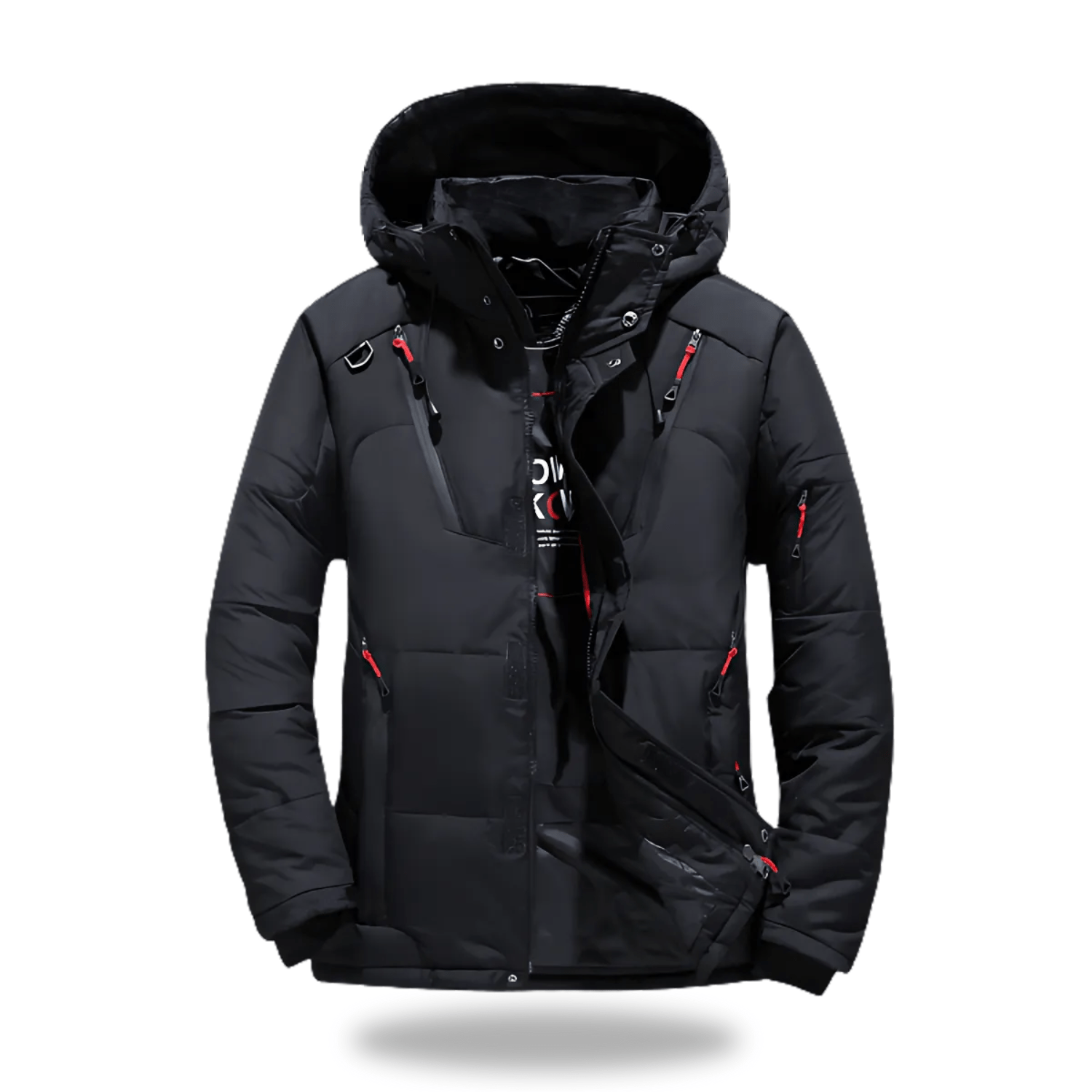 Hommes | Men's Waterproof Winter Jacket with Hood - Warm Outerwear Coat Black