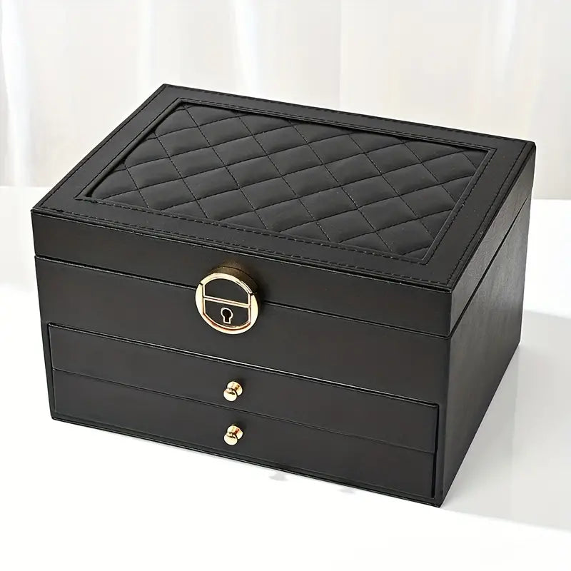 Multilayer Leather Jewellery Box | Organised and Stylish Storage Black