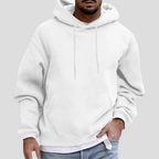Men's Relaxed Fit Pullover Hoodie - Heavyweight Cotton Sweatshirt White