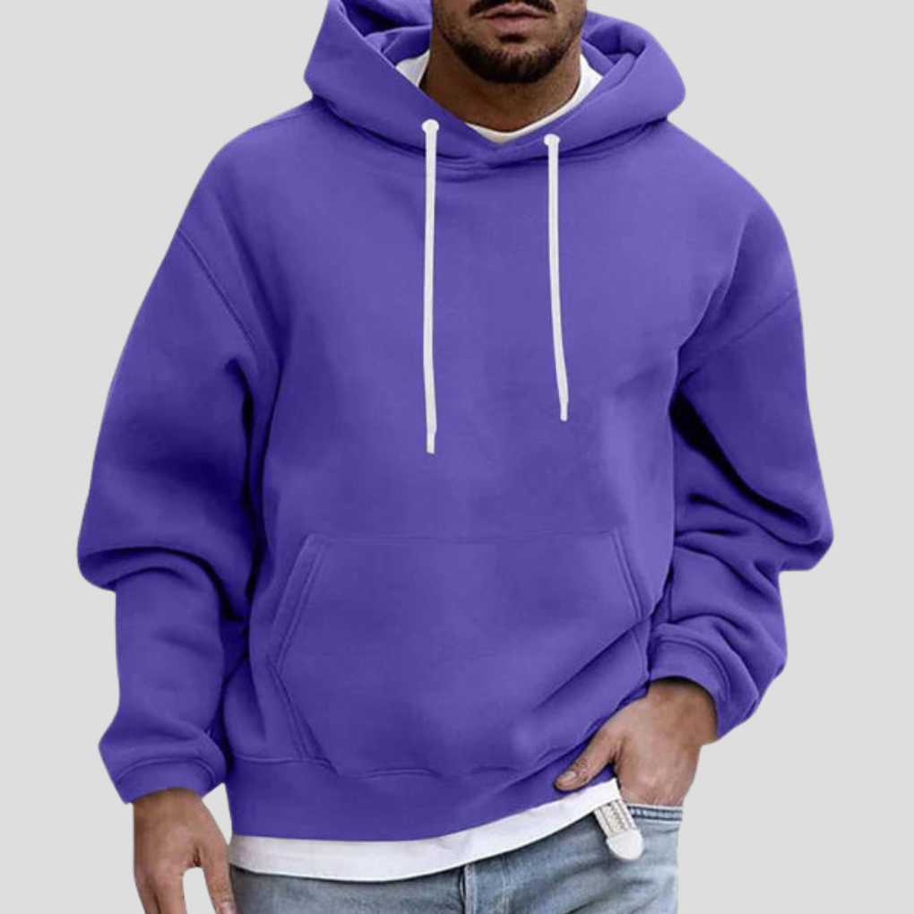Men's Relaxed Fit Pullover Hoodie - Heavyweight Cotton Sweatshirt Violet