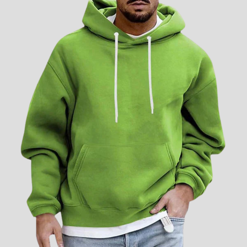 Men's Relaxed Fit Pullover Hoodie - Heavyweight Cotton Sweatshirt Light Green