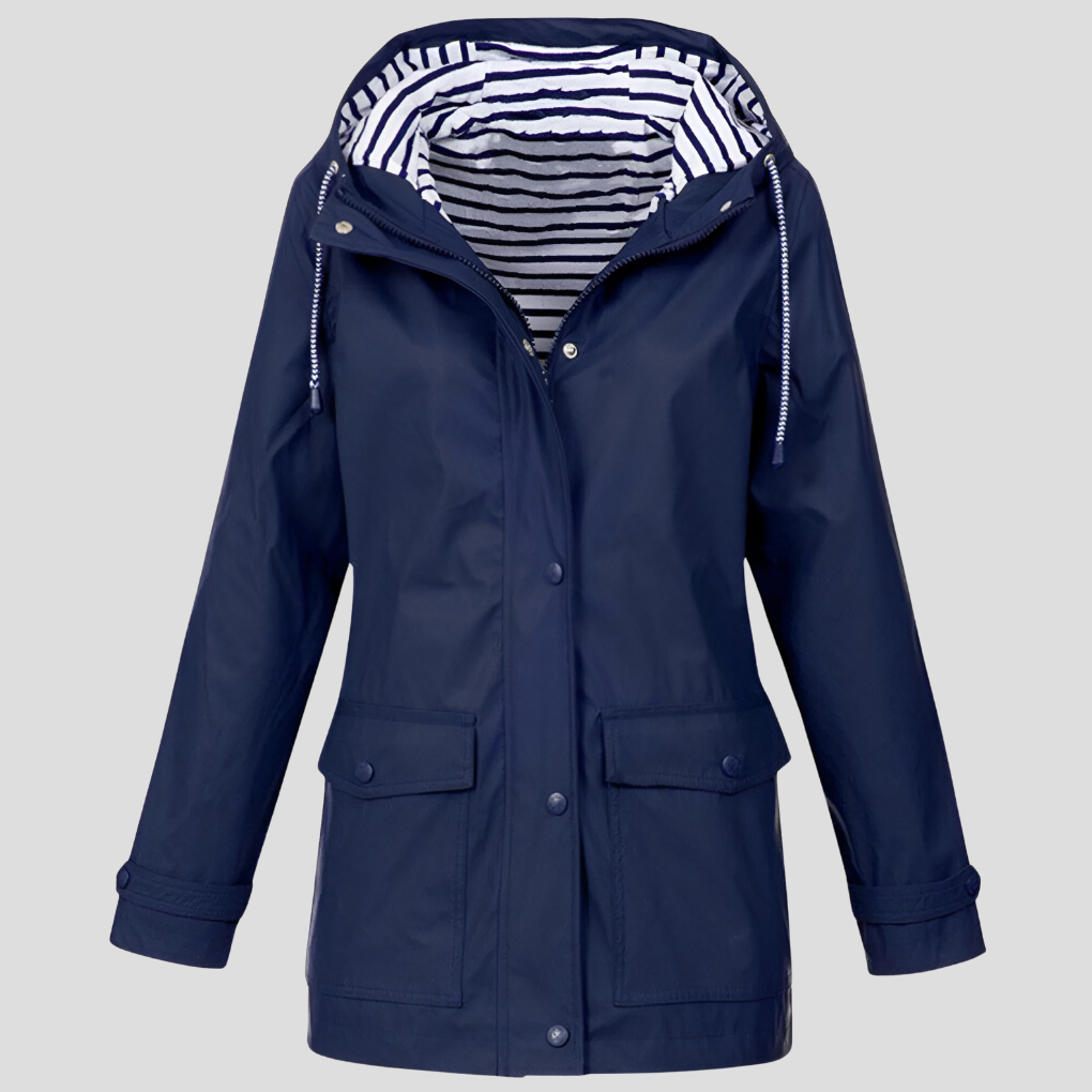 Women's Waterproof Hooded Raincoat Navy Blue