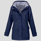Women's Waterproof Hooded Raincoat Navy Blue