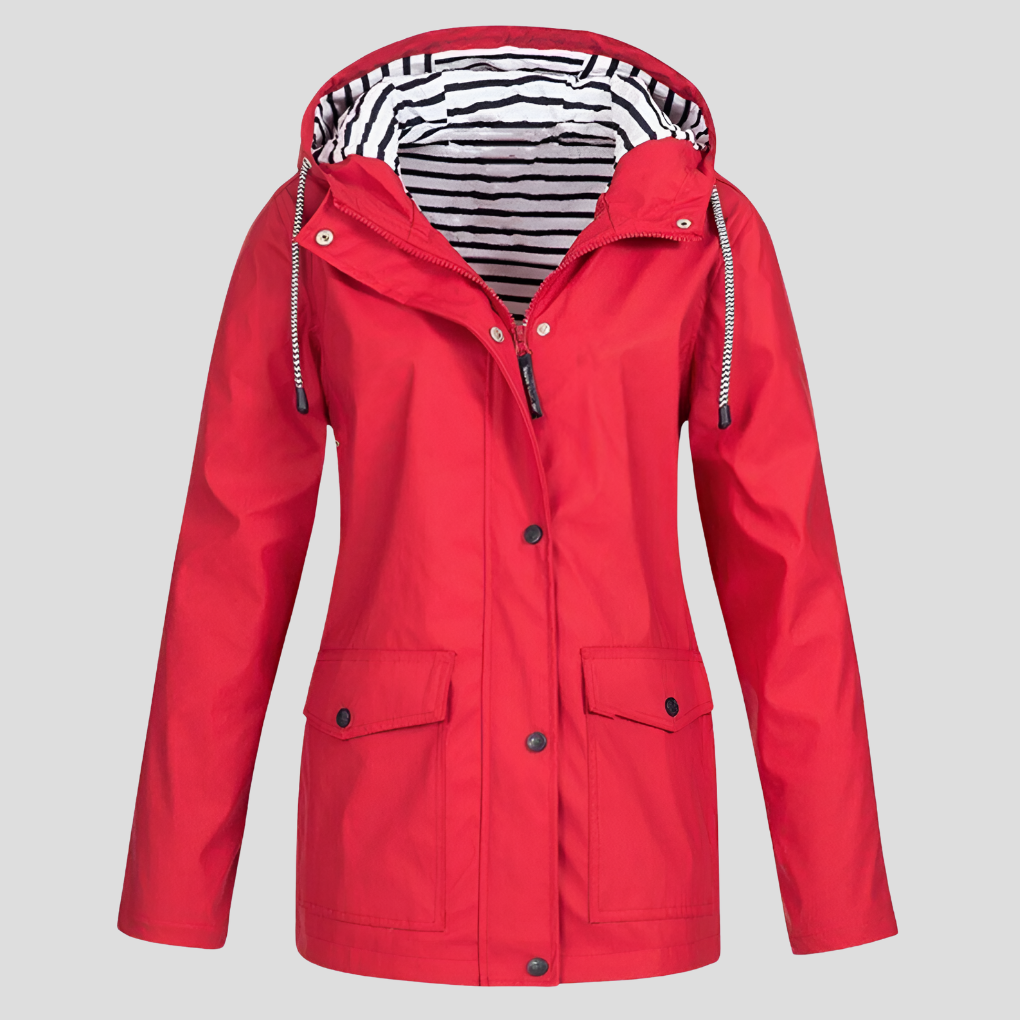 Women's Waterproof Hooded Raincoat Red