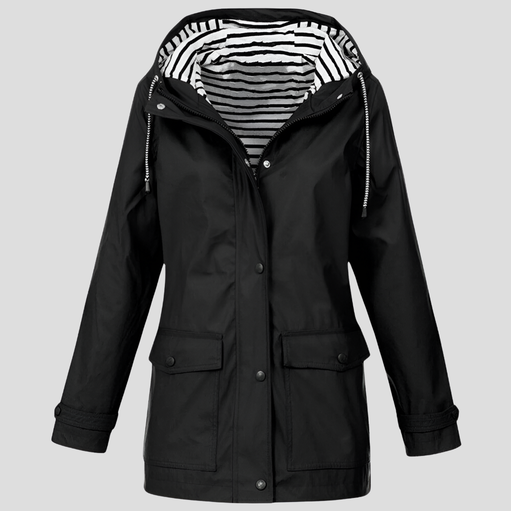 Women's Waterproof Hooded Raincoat Black