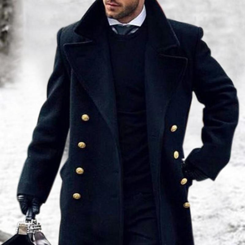Admire | Long Double-Breasted Coat with Lapel Collar for Men | Ideal for Cool Days