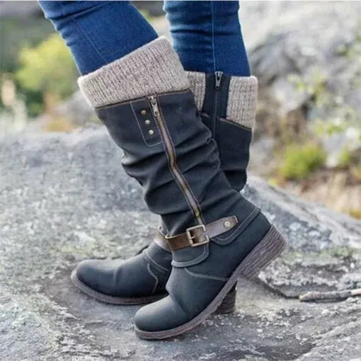 Pamelo | Winter Boots for Women | Detail Knit Cuff Black