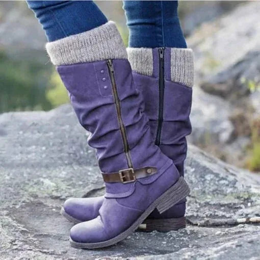 Pamelo | Winter Boots for Women | Detail Knit Cuff Purple
