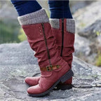 Pamelo | Winter Boots for Women | Detail Knit Cuff Red