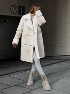 Mechi | Stylish Long Polar Fleece Women's Coat Beige