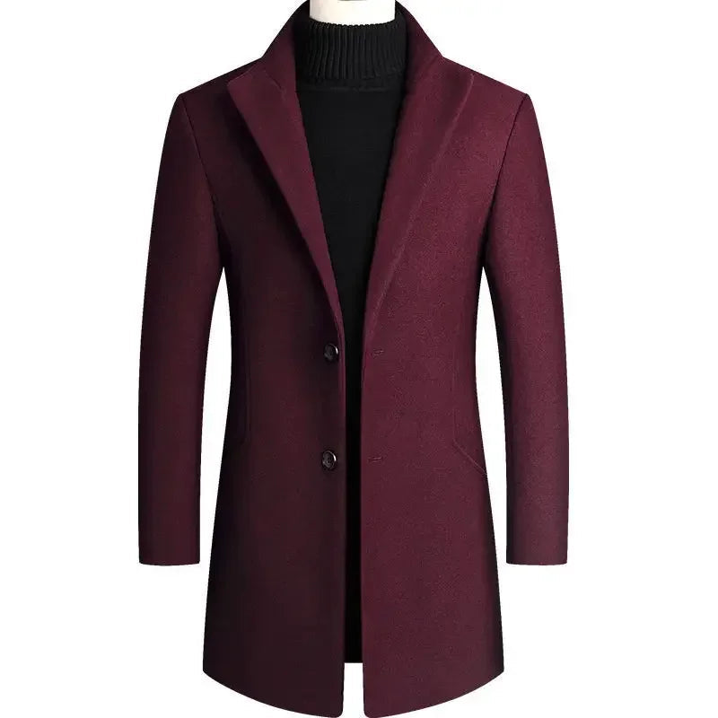 Mane | Stylish Slim-Fit Wool Coat Red