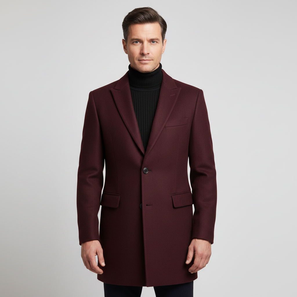 Mane | Men's Stylish Slim-Fit Faux Wool Coat
