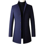 Mane | Stylish Slim-Fit Wool Coat Navy